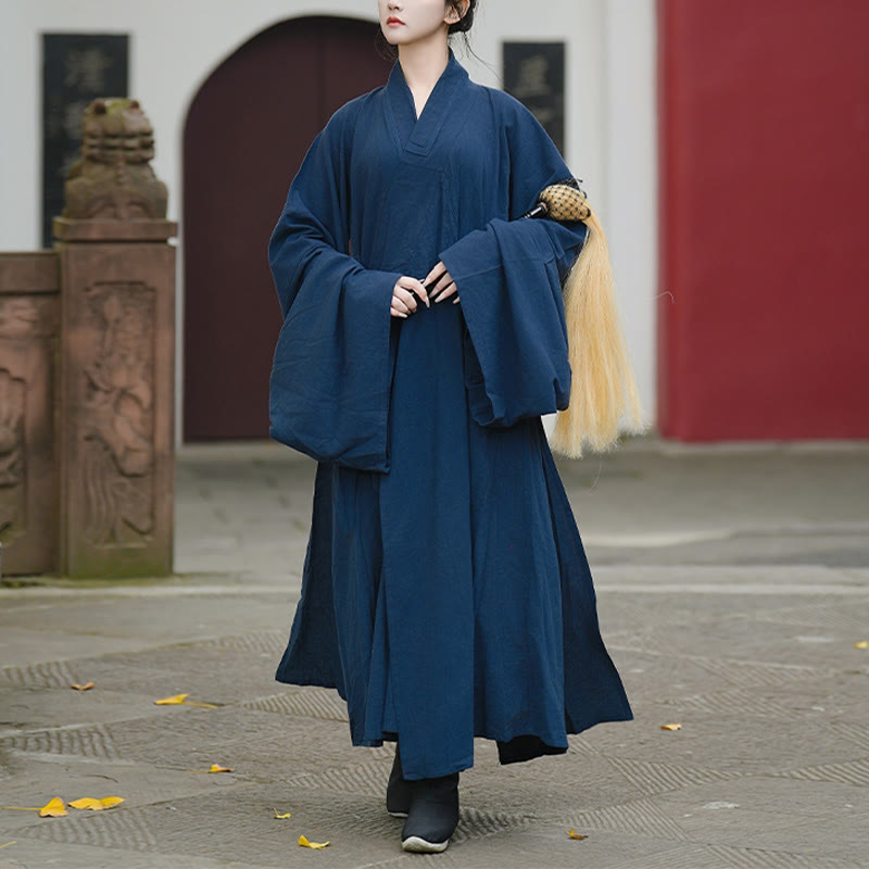 Túnica larga taoísta unisex de lino de manga larga con Buddha Stones para otoño e invierno, Wudang, tradicional, Tai Chi, artes marciales, ceremonia - Manga estrecha - XL- APTO PARA US./ UK/AU/ EU- L - image 8