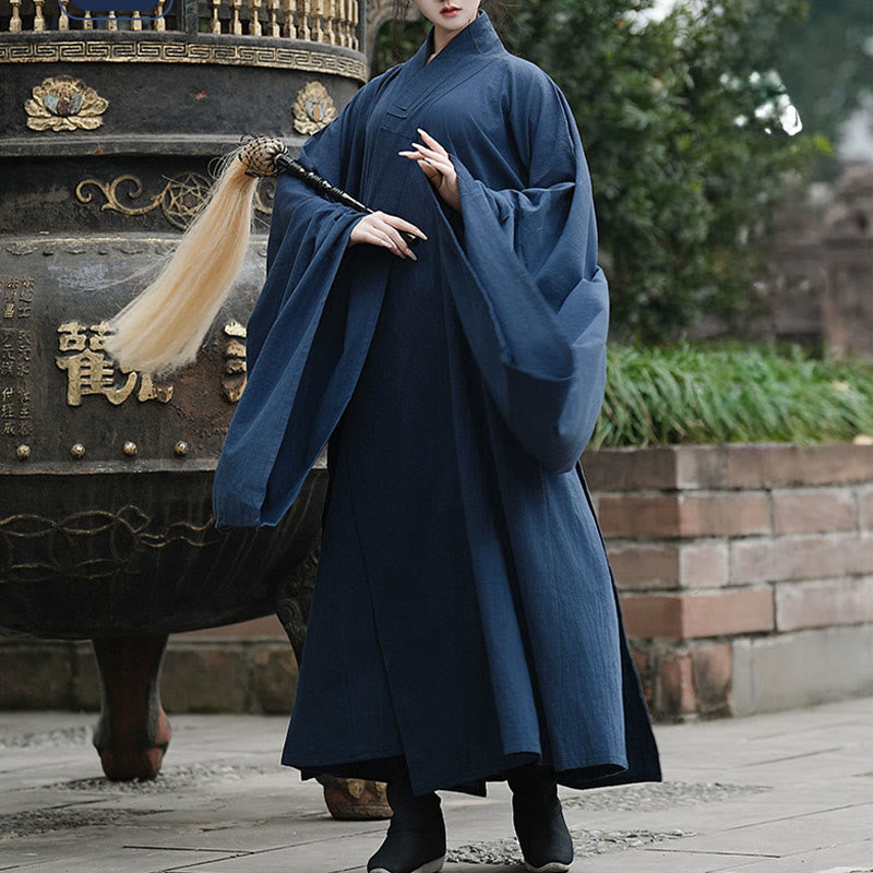 Túnica larga taoísta unisex de lino de manga larga con Buddha Stones para otoño e invierno, Wudang, tradicional, Tai Chi, artes marciales, ceremonia - image 4