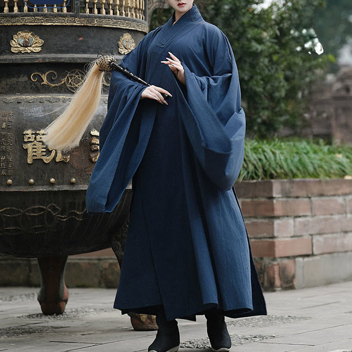 Túnica larga taoísta unisex de lino de manga larga con Buddha Stones para otoño e invierno, Wudang, tradicional, Tai Chi, artes marciales, ceremonia - image 4
