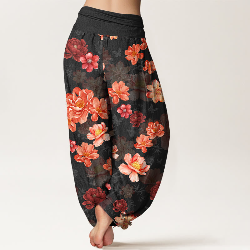 Pantalones Buddha Stones de algodón con estampado floral de colores intensos y cintura elástica para mujer - image 1