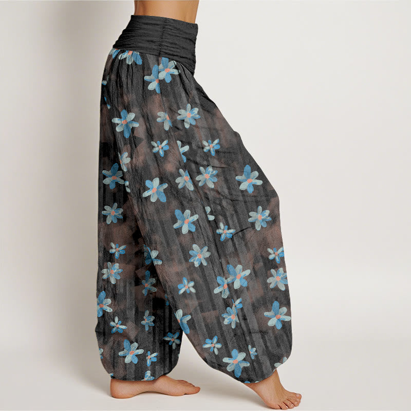 Pantalones harén de algodón con estampado floral de Buddha Stones para mujer, cintura elástica - image 10