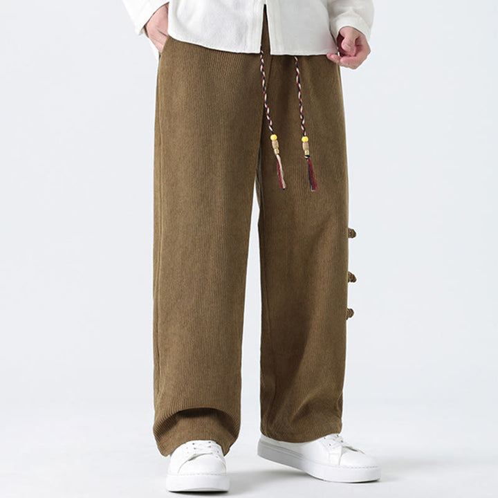 Pantalones rectos de pana con cordón y bolsillos para hombre, con Buddha Stones - image 1