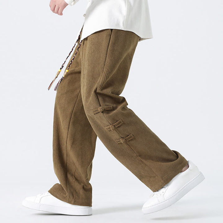 Pantalones rectos de pana con cordón y bolsillos para hombre, con Buddha Stones - image 7