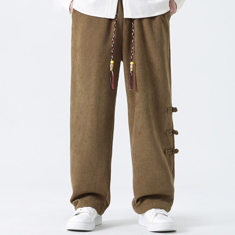Pantalones rectos de pana con cordón y bolsillos para hombre, con Buddha Stones - Broncearse - US/UK/AU46, EU56 (5XL) - image 0