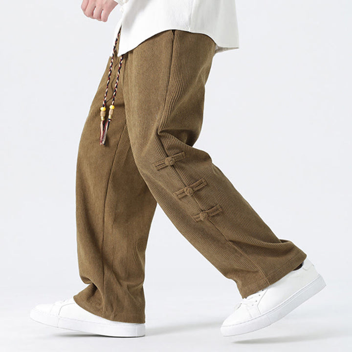 Pantalones rectos de pana con cordón y bolsillos para hombre, con Buddha Stones - image 4