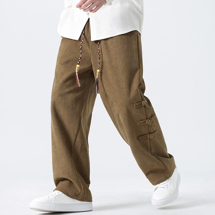 Pantalones rectos de pana con cordón y bolsillos para hombre, con Buddha Stones - image 3