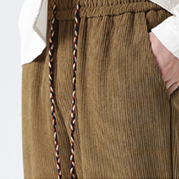 Pantalones rectos de pana con cordón y bolsillos para hombre, con Buddha Stones - image 8