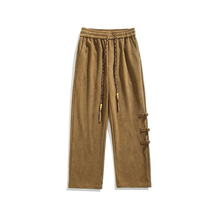 Pantalones rectos de pana con cordón y bolsillos para hombre, con Buddha Stones - image 11