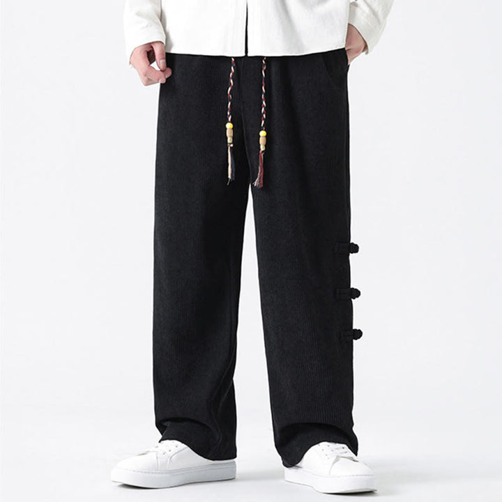 Pantalones rectos de pana con cordón y bolsillos para hombre, con Buddha Stones - image 21