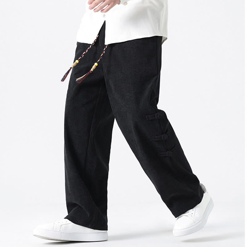 Pantalones rectos de pana con cordón y bolsillos para hombre, con Buddha Stones - image 14