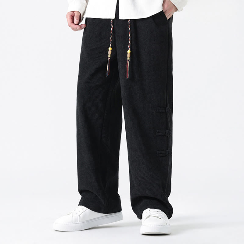 Pantalones rectos de pana con cordón y bolsillos para hombre, con Buddha Stones - image 18