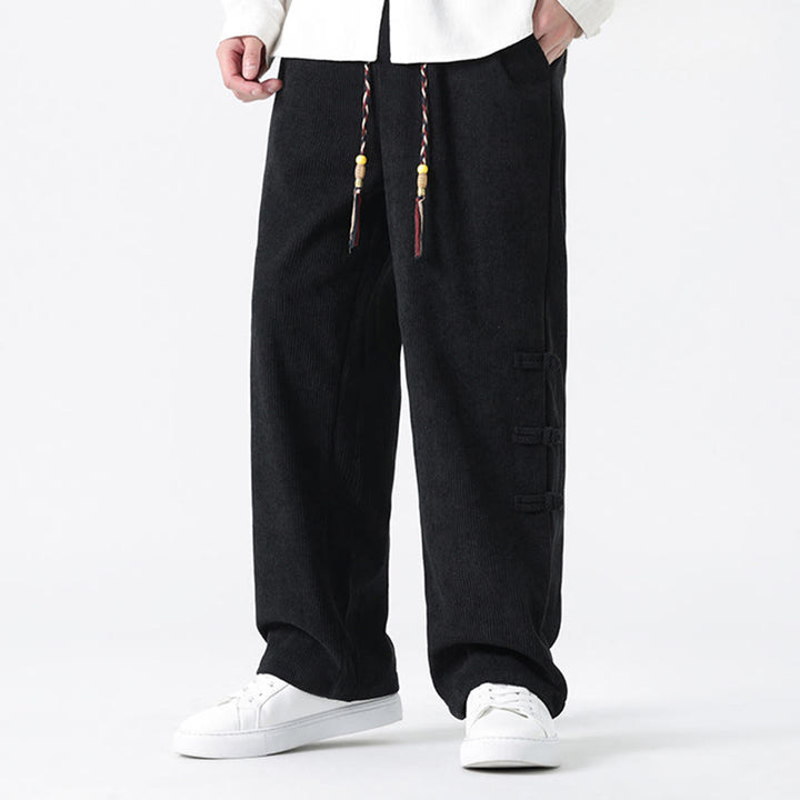 Pantalones rectos de pana con cordón y bolsillos para hombre, con Buddha Stones - image 18