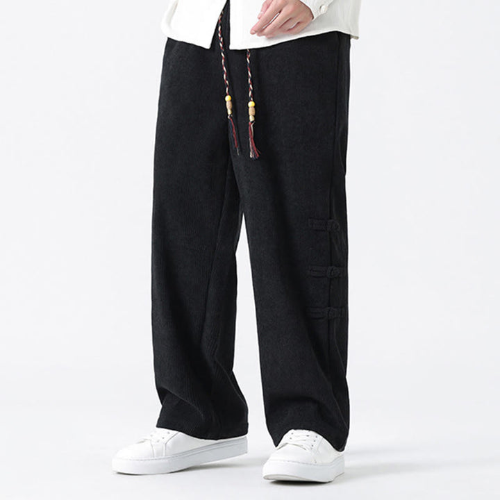 Pantalones rectos de pana con cordón y bolsillos para hombre, con Buddha Stones - image 19