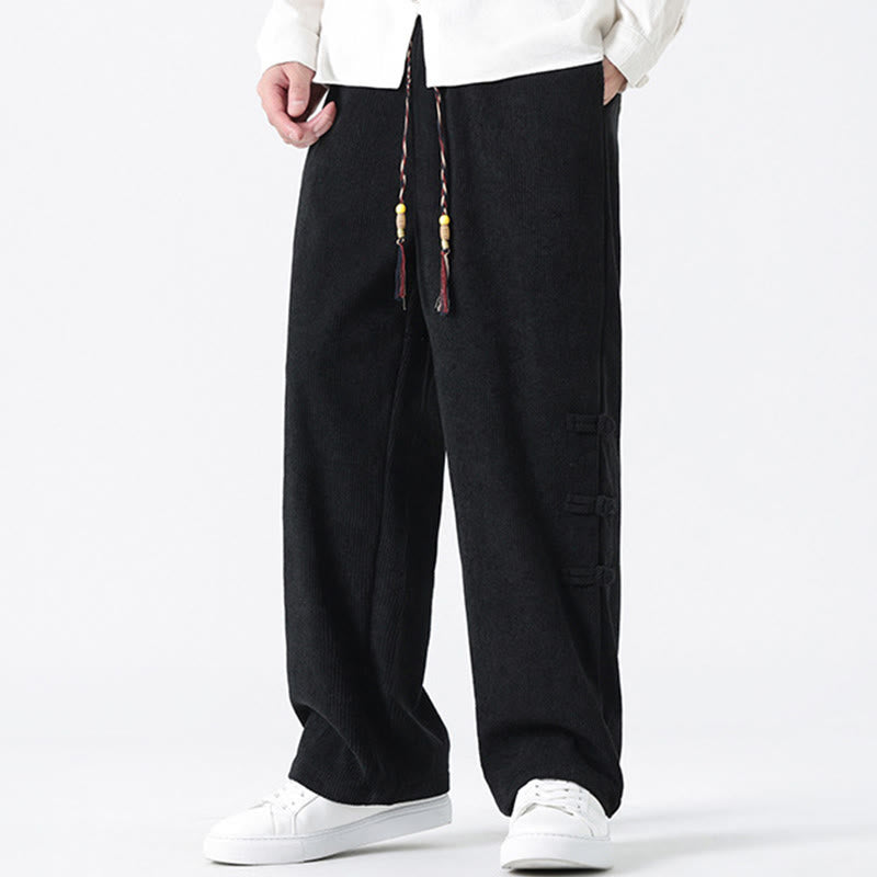 Pantalones rectos de pana con cordón y bolsillos para hombre, con Buddha Stones - image 20