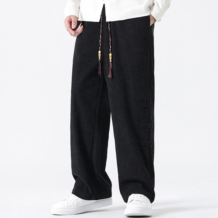Pantalones rectos de pana con cordón y bolsillos para hombre, con Buddha Stones - image 20