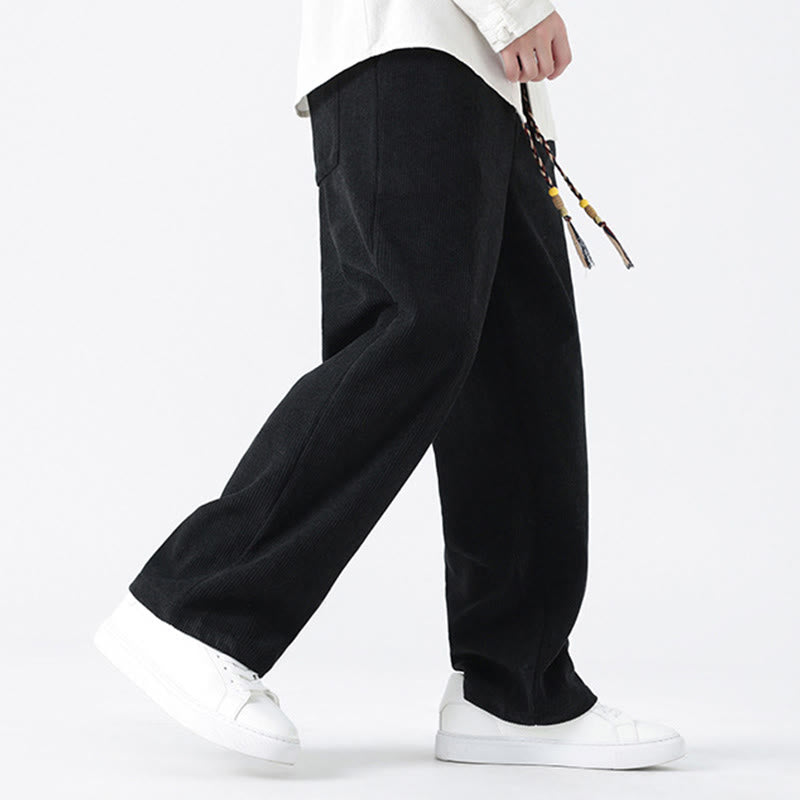 Pantalones rectos de pana con cordón y bolsillos para hombre, con Buddha Stones - image 16