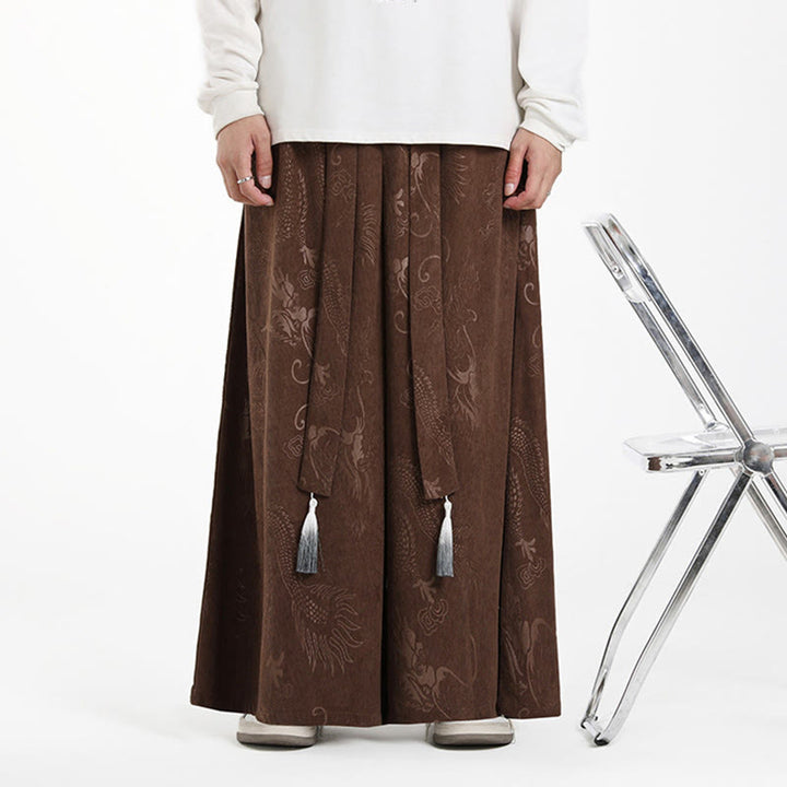 Pantalones anchos de pana con diseño de Buddha Stones y jacquard con cordón ajustable para hombre, con bolsillos - image 5