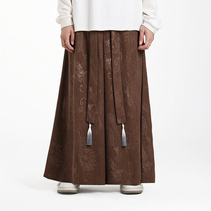 Pantalones anchos de pana con diseño de Buddha Stones y jacquard con cordón ajustable para hombre, con bolsillos - image 1