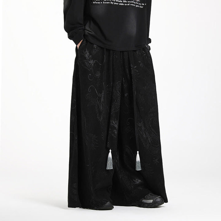 Pantalones anchos de pana con diseño de Buddha Stones y jacquard con cordón ajustable para hombre, con bolsillos - image 13