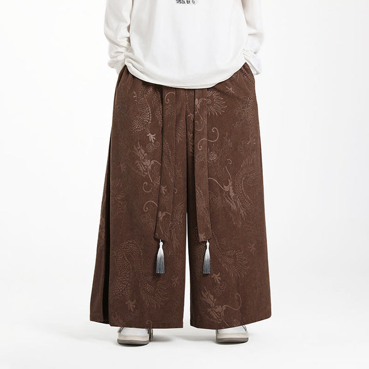 Pantalones anchos de pana con diseño de Buddha Stones y jacquard con cordón ajustable para hombre, con bolsillos - Marrón silla de montar - US/UK/AU46, EU56 (5XL) - image 0