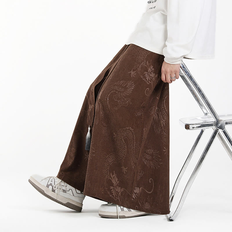 Pantalones anchos de pana con diseño de Buddha Stones y jacquard con cordón ajustable para hombre, con bolsillos - image 4