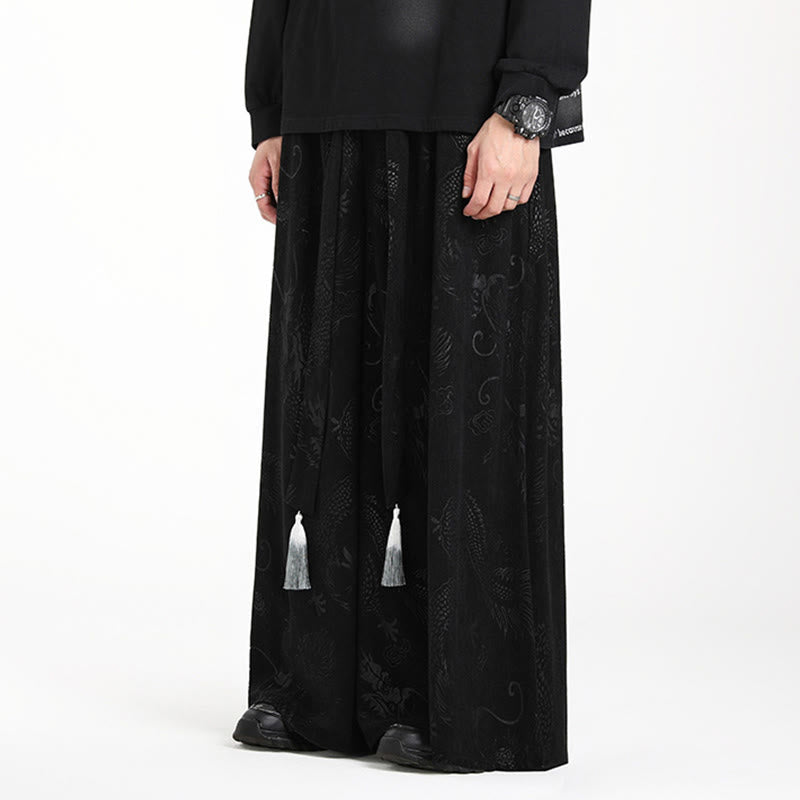 Pantalones anchos de pana con diseño de Buddha Stones y jacquard con cordón ajustable para hombre, con bolsillos - image 10