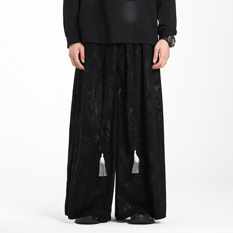 Pantalones anchos de pana con diseño de Buddha Stones y jacquard con cordón ajustable para hombre, con bolsillos - image 16