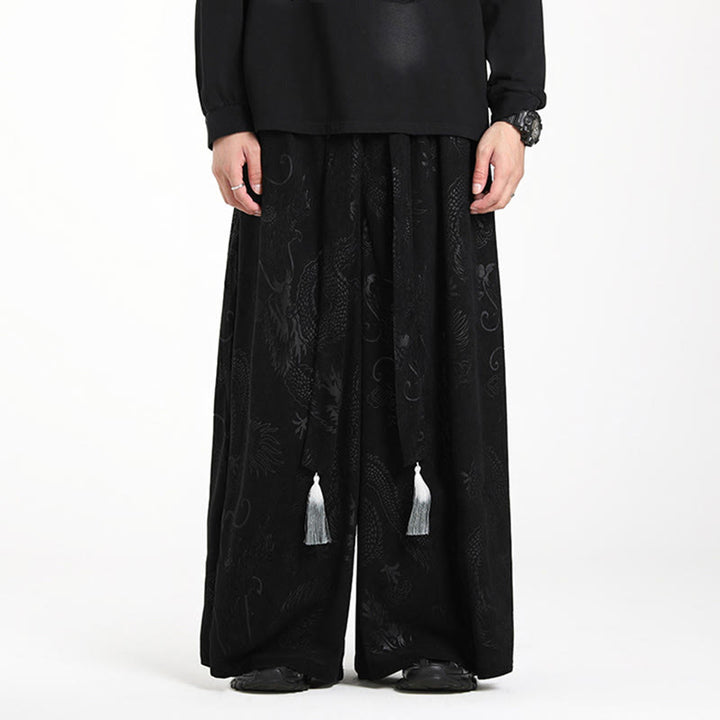 Pantalones anchos de pana con diseño de Buddha Stones y jacquard con cordón ajustable para hombre, con bolsillos - image 16