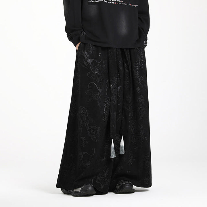 Pantalones anchos de pana con diseño de Buddha Stones y jacquard con cordón ajustable para hombre, con bolsillos - image 9
