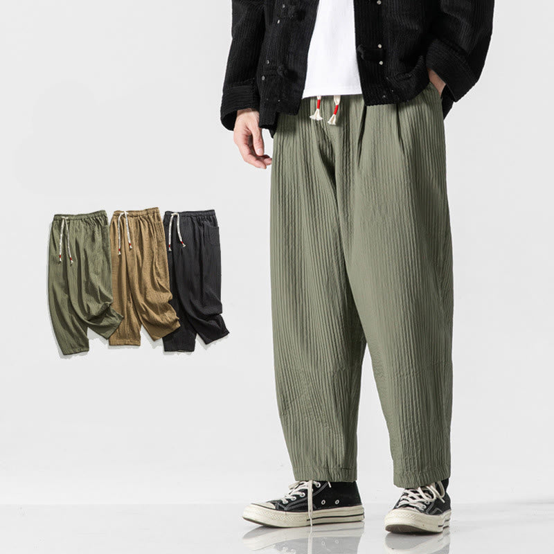 Pantalones harén con cordón ajustable de color liso para hombre, hasta el tobillo, con bolsillos y estampado de Buddha Stones Fall - Verde mar oscuro - US/UK/AU46, EU56 (5XL) - image 0