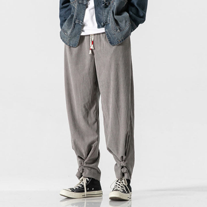 Pantalones rectos de algodón con botones y bolsillos para hombre, diseño de Buddha Stones, otoño e invierno. - image 5