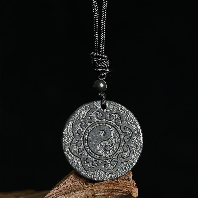 Collar con colgante de fuerza interior de piedra de shungita auténtica con símbolo de Yin Yang y Tai Chi de Buddha Stones - image 3