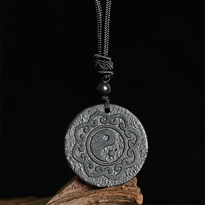 Collar con colgante de fuerza interior de piedra de shungita auténtica con símbolo de Yin Yang y Tai Chi de Buddha Stones - image 3