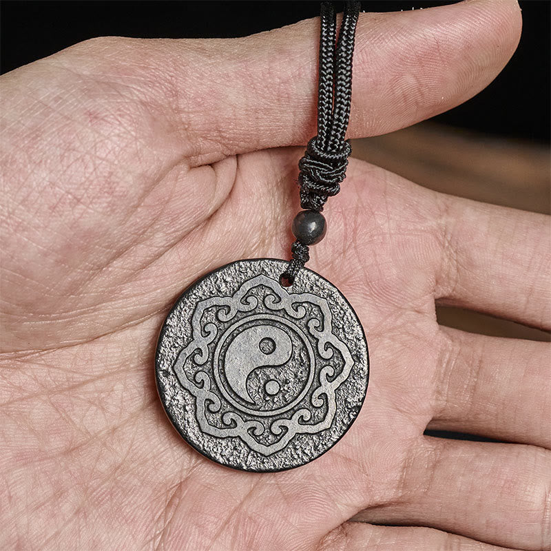Collar con colgante de fuerza interior de piedra de shungita auténtica con símbolo de Yin Yang y Tai Chi de Buddha Stones - image 7