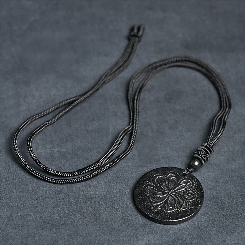 Collar con colgante de piedra de shungita auténtica con Buddha Stones de cuatro hojas y piedra de grafito para protección. - image 7
