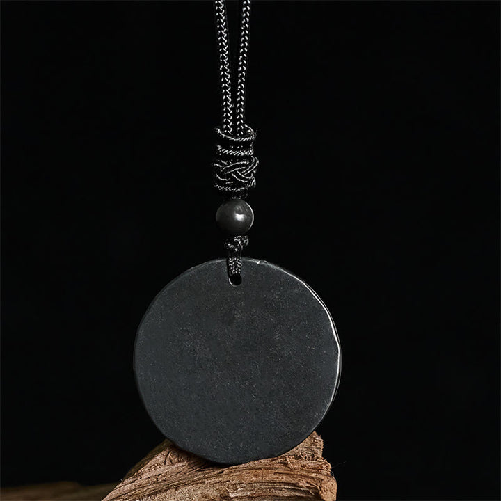 Collar con colgante de piedra de shungita auténtica con diseño circular de Buddha Stones y protección. - image 3