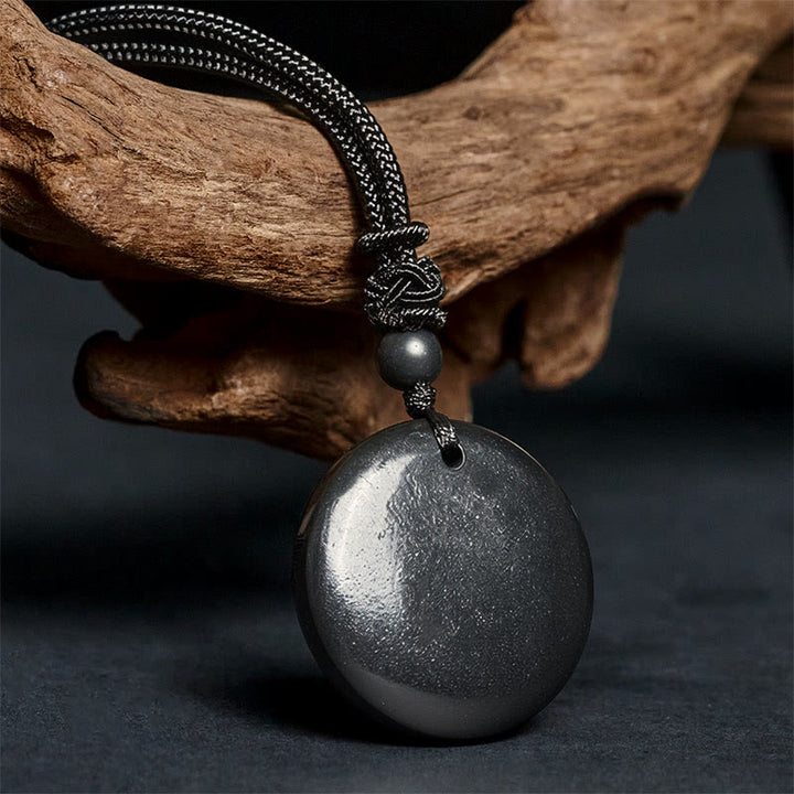 Collar con colgante de piedra de shungita auténtica, redonda y geométrica , con Buddha Stones y fuerza interior - image 3