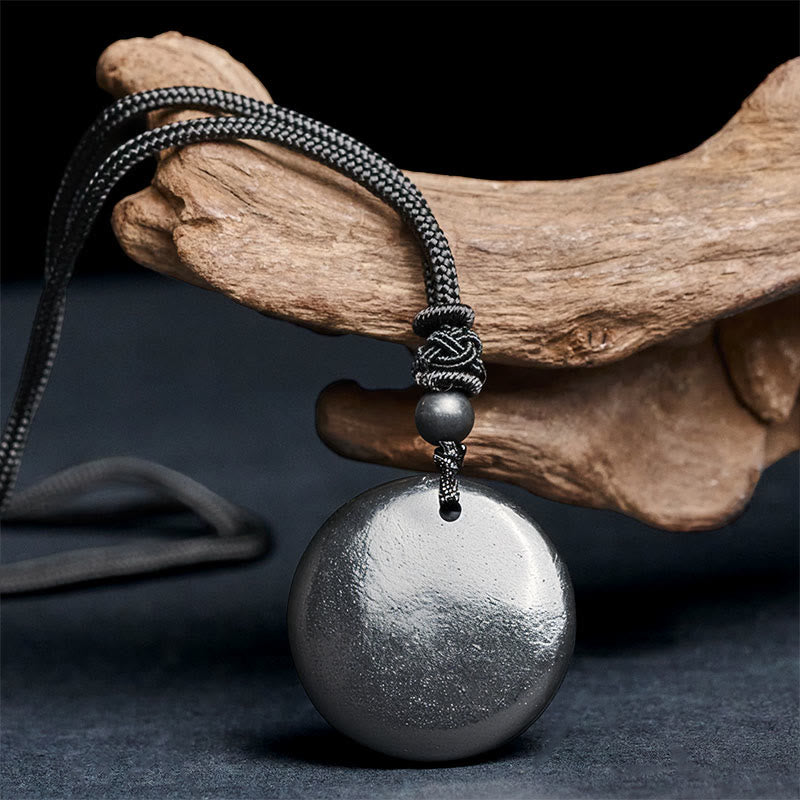 Collar con colgante de piedra de shungita auténtica, redonda y geométrica , con Buddha Stones y fuerza interior - image 2
