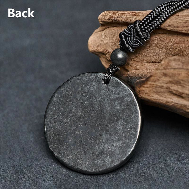 Collar con colgante de protección de piedra de shungita auténtica con patrón tallado del Árbol de la Vida y Buddha Stones - image 9