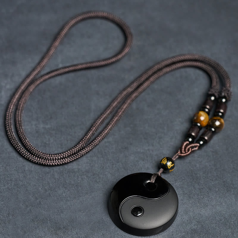 Collar con colgante de obsidiana negra con Buddha Stones, símbolo Yin Yang, Om Mani Padme Hum - image 6