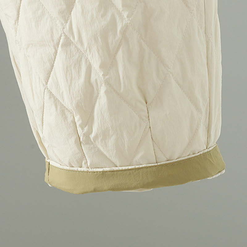 Pantalones gruesos para mujer con bolsillos y estampado de rombos y flores rosas con Buddha Stones - image 8