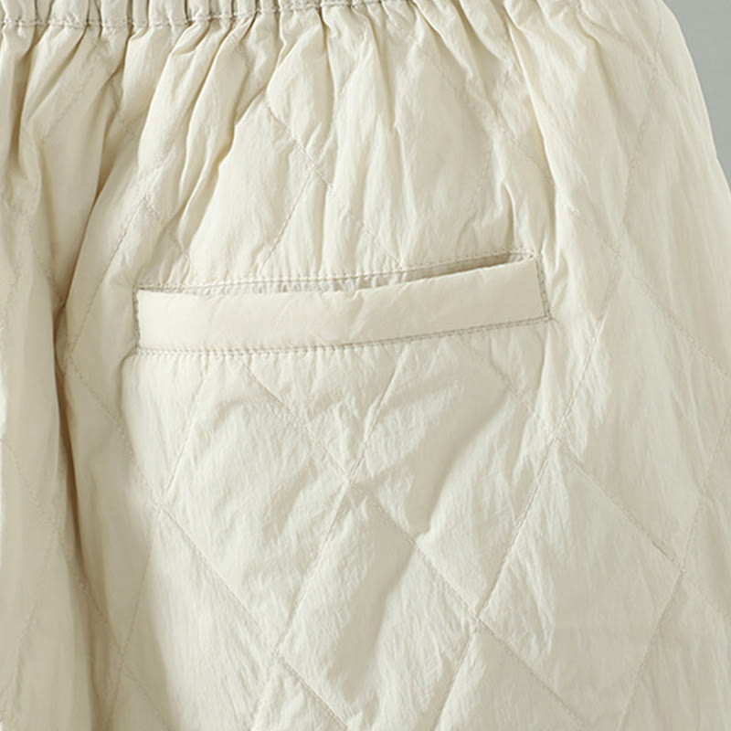 Pantalones gruesos para mujer con bolsillos y estampado de rombos y flores rosas con Buddha Stones - image 9