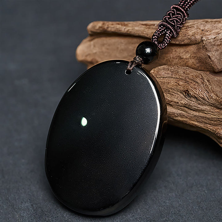 Collar con colgante de obsidiana negra natural con diseño de elefante Ganesh y Buddha Stones. - image 4