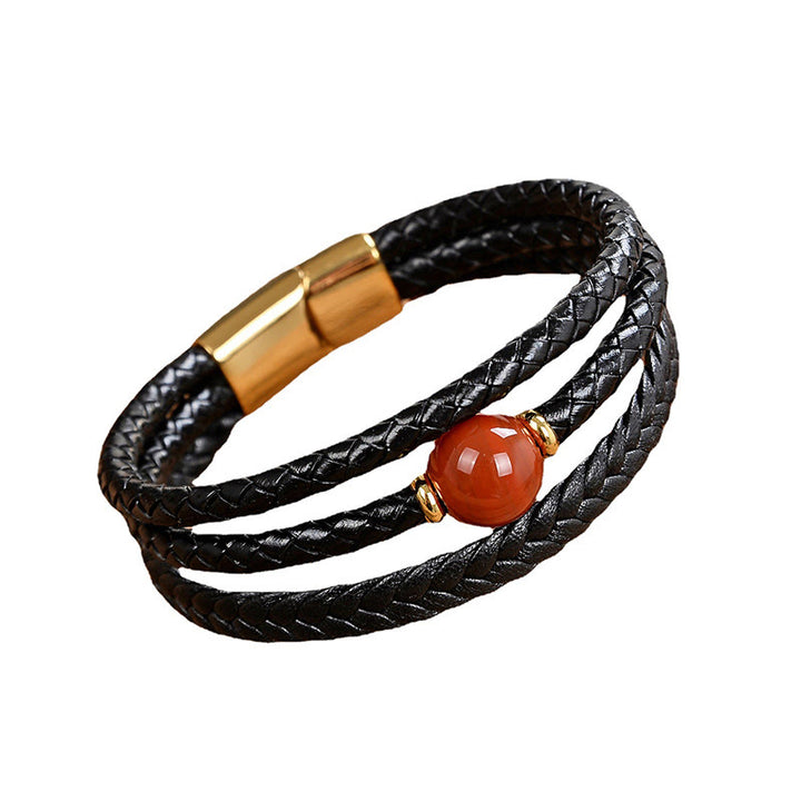 Pulsera de equilibrio de cuero trenzado con seis palabras verdaderas y cuentas multicolores de amatista y lazurita de Buddha Stones - image 17