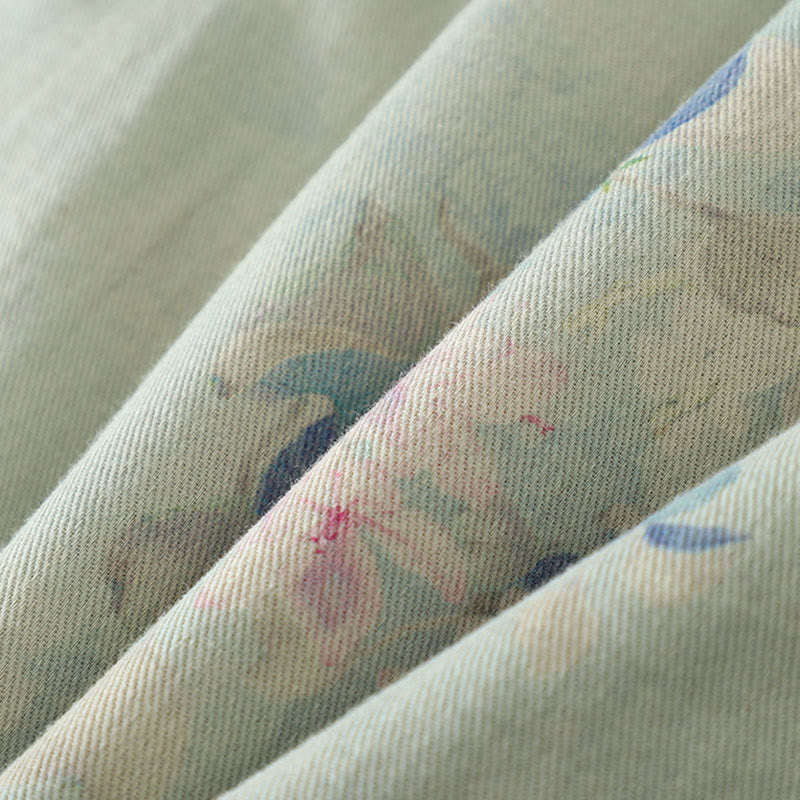 Abrigo de mujer de manga larga y cuello redondo con estampado de flores y botones de rana con Buddha Stones  - image 19