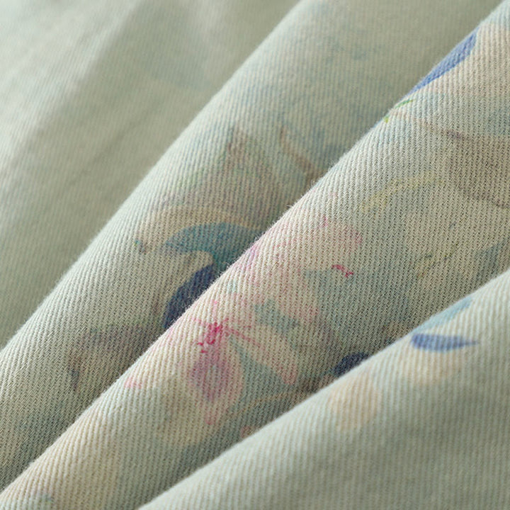 Abrigo de mujer de manga larga y cuello redondo con estampado de flores y botones de rana con Buddha Stones  - image 19