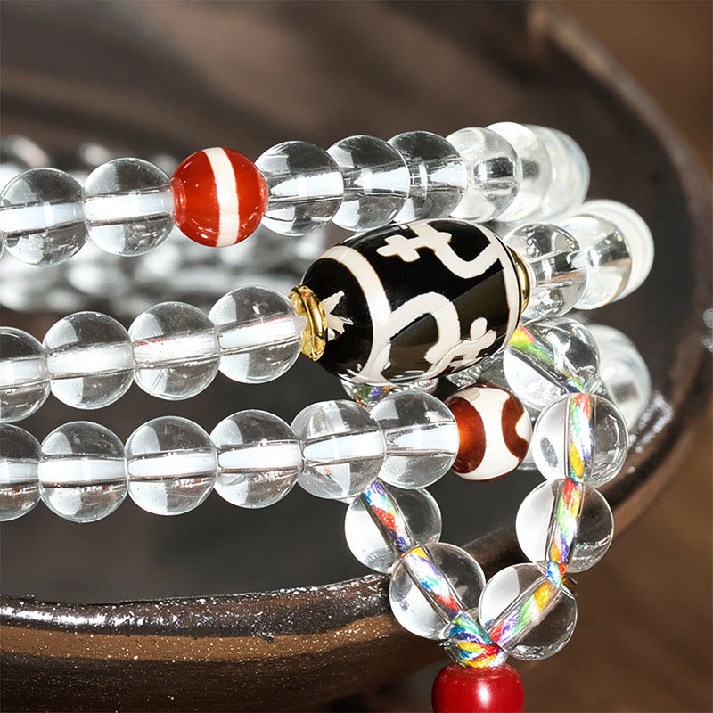 Buddha Stones 108 cuentas Liuli cristal Dzi cuentas ágata bendiciones borla Mala - image 5