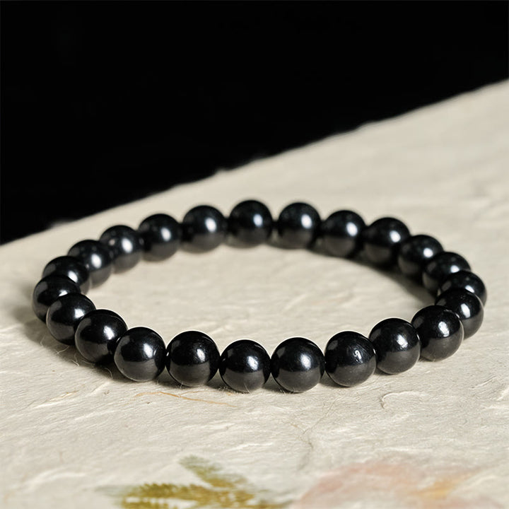 Pulsera de cuentas de shungita auténtica y redonda con Buddha Stones y fuerza interior - image 8