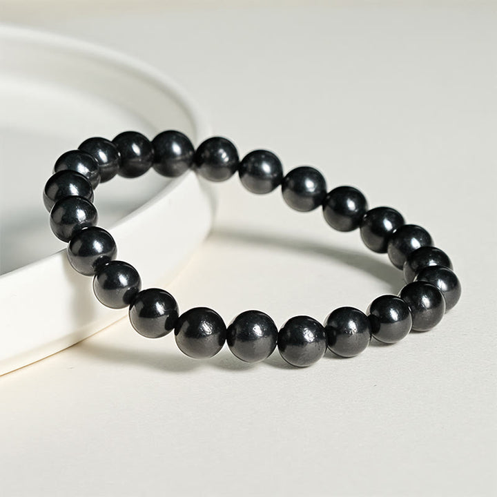 Pulsera de cuentas de shungita auténtica y redonda con Buddha Stones y fuerza interior - image 9
