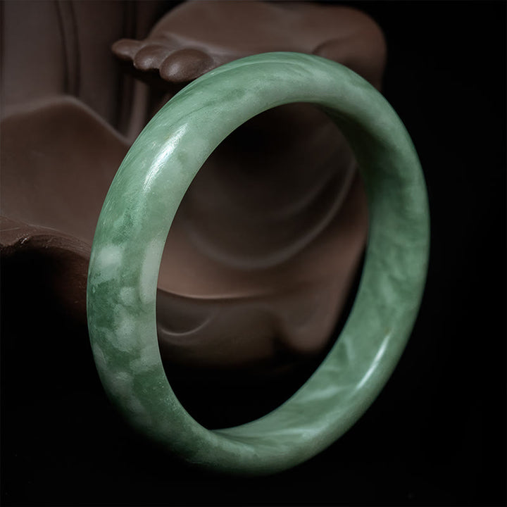 Brazalete de prosperidad con diseño simple de jade natural y Buddha Stones - 62 mm - image 0